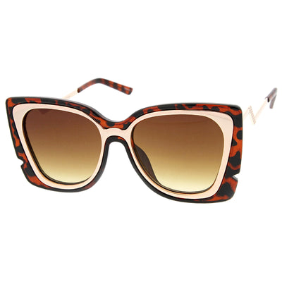 Gafas de sol de ojo de gato con patillas en ángulo y muescas de gran tamaño para mujer A833