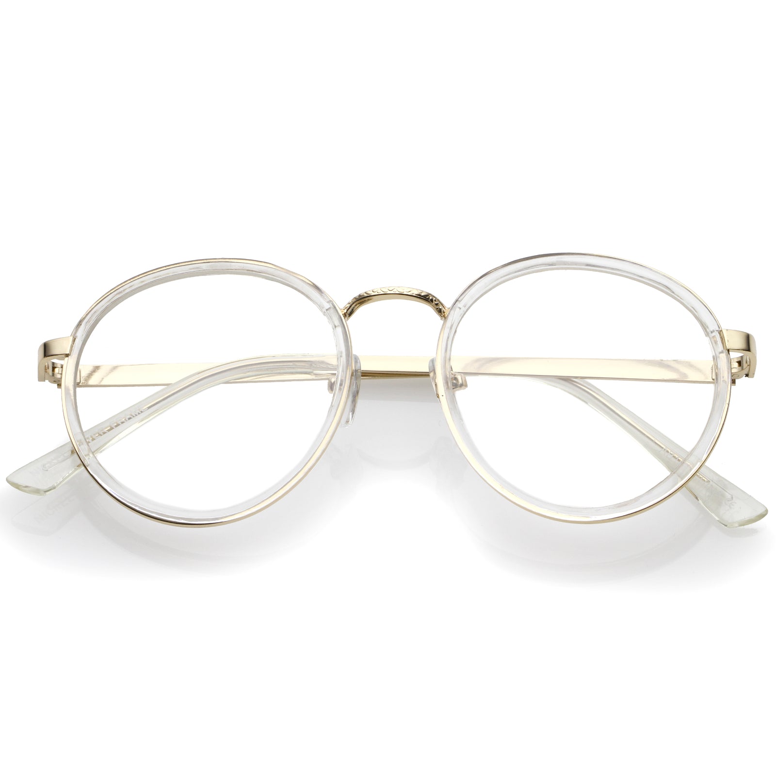 Gafas vintage redondas y elegantes con lentes transparentes A889
