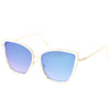 Women's Oversize Cat Eye Sunglasses With Slim Arms Colored Mirror Lens A919