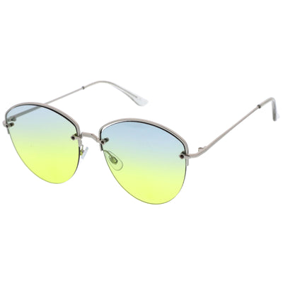 Gafas de sol con lentes degradadas y media montura para mujer A928