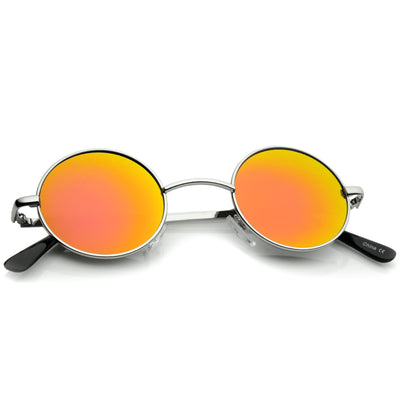 Gafas de sol con lentes de espejo de metal y círculo redondo estilo retro Lennon 1408