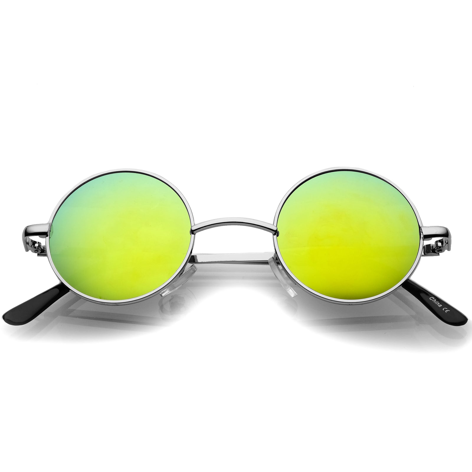 Round frame sunglasses in shiny silver metal | GUCCI® AE