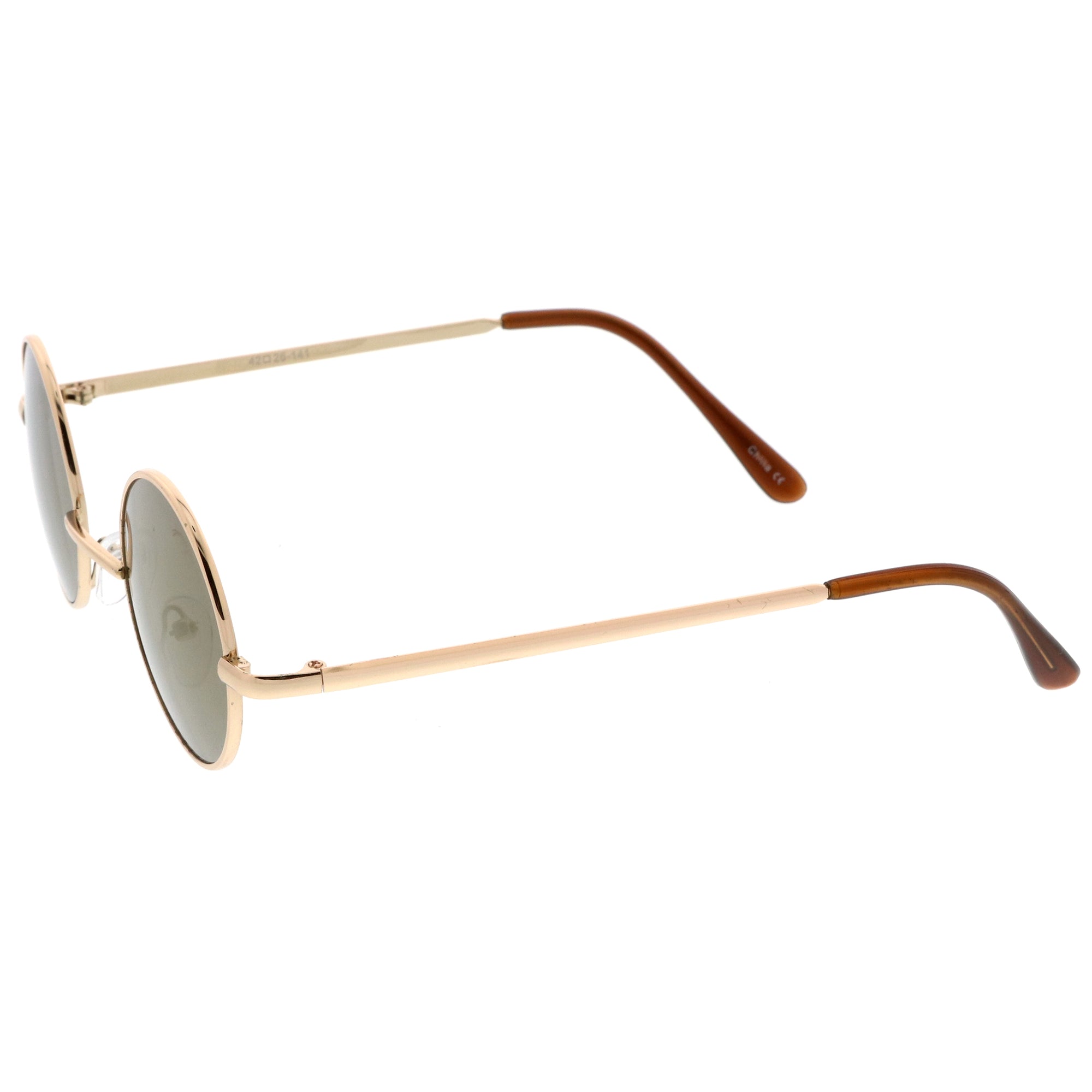 Round Circle Metal & Faux Wood Sunglasses – Clear Lens, Retro Designer Style, UV400 Protection