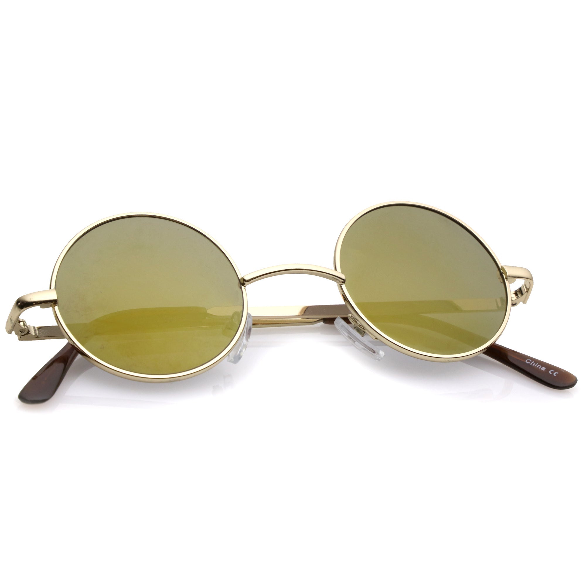 Retro Lennon Round Circle Metal Mirror Lens Sunglasses zeroUV