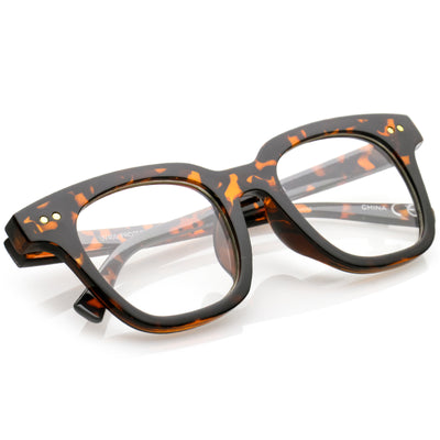 Gafas con lentes transparentes con bloqueo de luz azul y borde de cuerno cuadrado moderno para todos los días C070