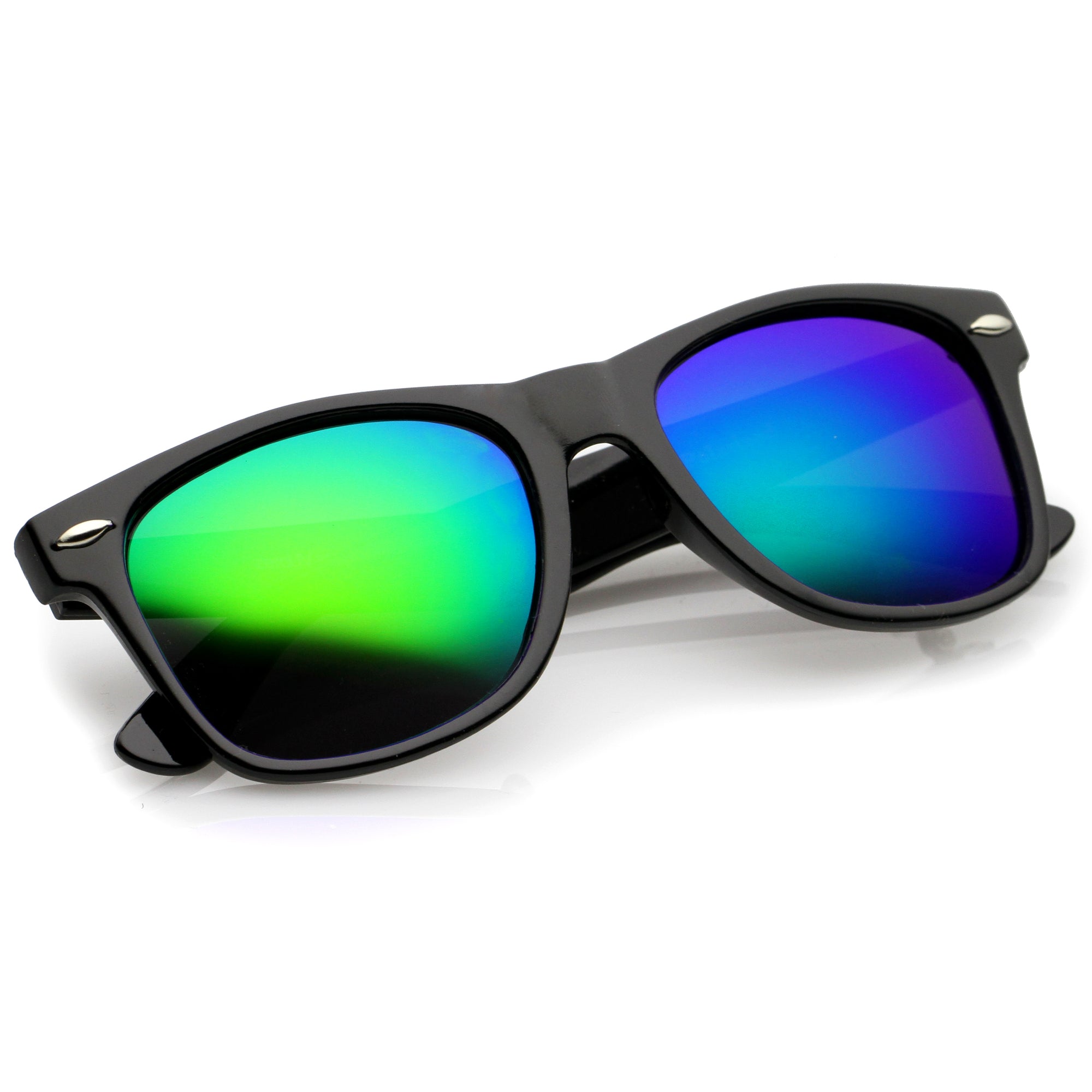 Retro Lifestyle Polarized Mirrored Lens Square Horn Rimmed Sunglasses C101 Black / Yellow Mirror Polarized | zeroUV