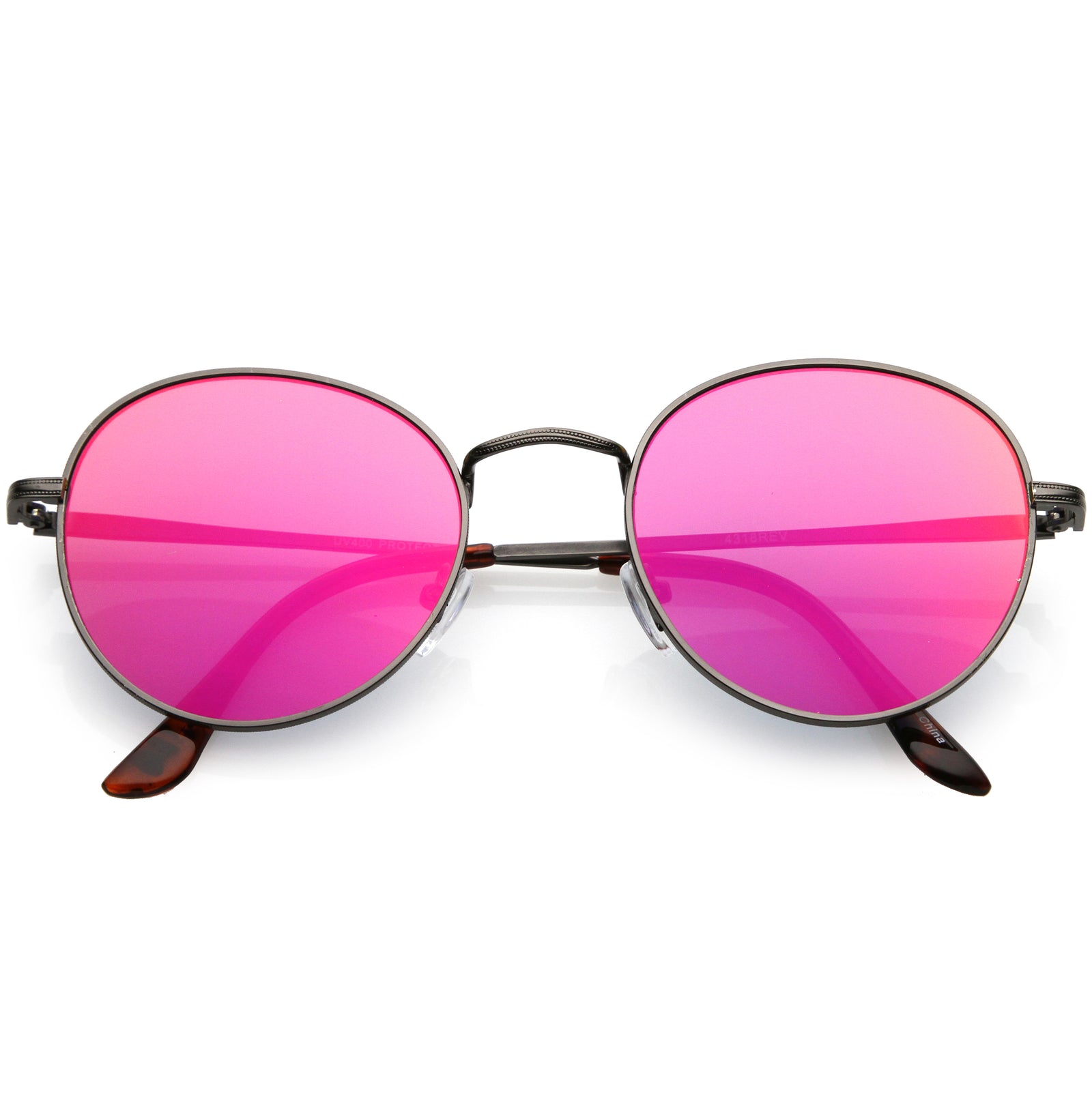 Gafas de sol redondas con lentes planas espejadas y marco de metal delgado retro C133