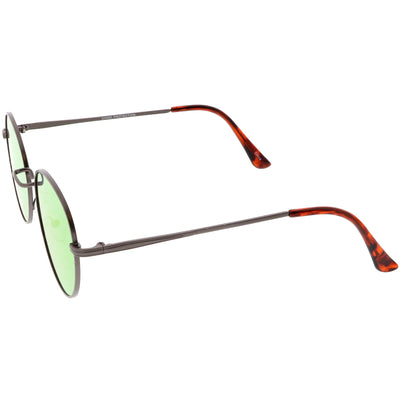 Gafas de sol redondas con lentes planas espejadas y marco de metal delgado retro C133