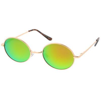 Gafas de sol retro con lentes planas y espejo ovaladas de moda de los años 90 C137