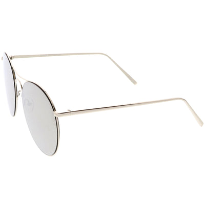 Gafas de sol de aviador con lentes planas espejadas redondas de gran tamaño, modernas y retro, C208