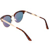 Gafas de sol retro con lentes espejadas y borde con cuernos de medio marco para mujer C224