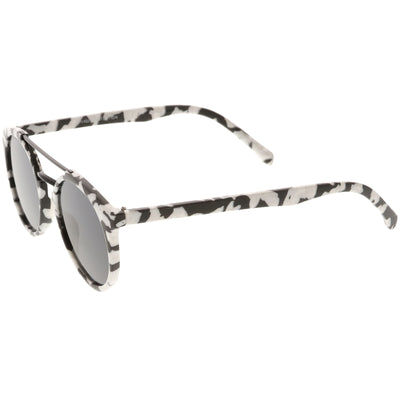 Gafas de sol modernas con lentes planas y espejo redondo con estampado de mármol independiente C232