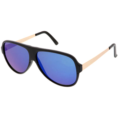 Gafas de sol de aviador con parte superior plana y lentes planas con espejo de color retro C238