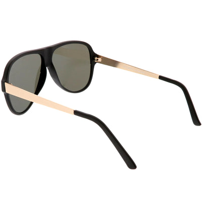 Gafas de sol de aviador con parte superior plana y lentes planas con espejo de color retro C238