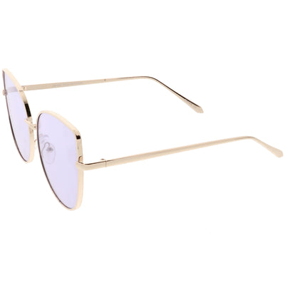 Gafas de sol tipo ojo de gato de metal con lentes planas de color para mujer C242