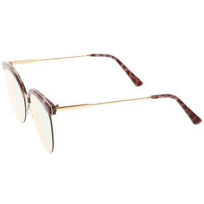 Gafas de sol estilo ojo de gato con lentes planas espejadas modernas retro C268