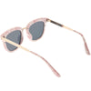 Gafas de sol con lentes planas espejadas y borde con cuernos con estampado de mármol para mujer C277