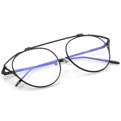 Gafas retro modernas con montura de alambre de metal y lentes transparentes C292