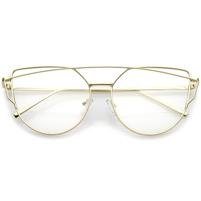Gafas retro modernas con lentes transparentes de diseño intrincado C295