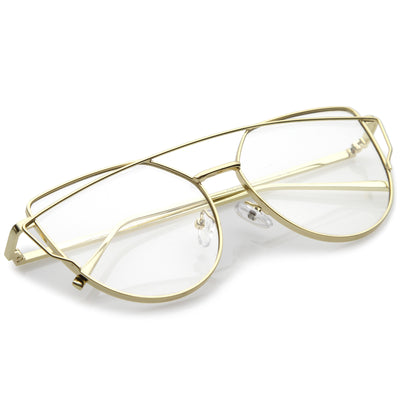 Gafas retro modernas con lentes transparentes de diseño intrincado C295