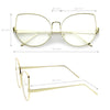 Gafas de ojo de gato con lentes planas transparentes de gran tamaño para mujer C302