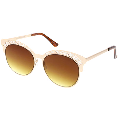 Gafas de sol con lentes planas tipo ojo de gato con diseño cortado con láser para mujer C313