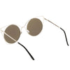 Gafas de sol con montura de alambre y lentes planas espejadas redondas de gran tamaño para mujer C318