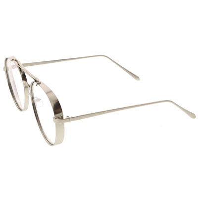 Gafas de aviador con lentes planas transparentes y retro de gran tamaño C326