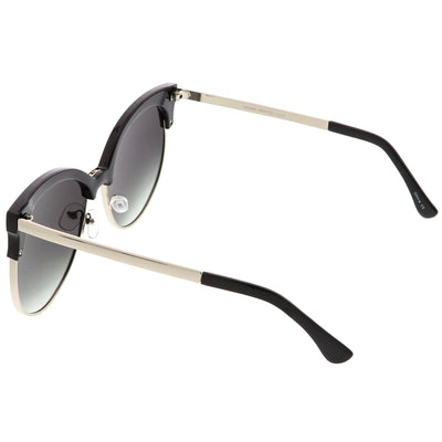 Gafas de sol tipo ojo de gato con medio marco y lentes planas extragrandes para mujer C327