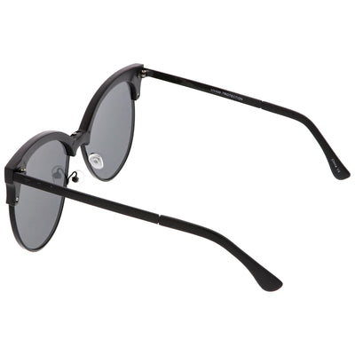 Gafas de sol tipo ojo de gato con medio marco y lentes planas extragrandes para mujer C327
