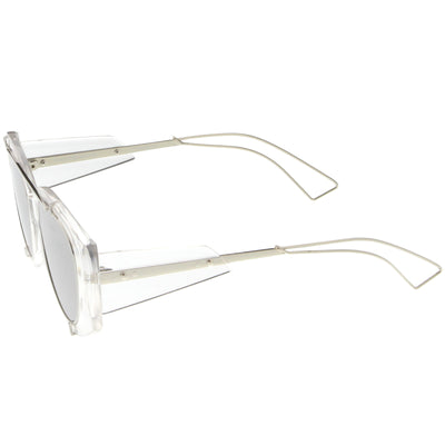 Gafas de sol de aviador con lentes planas espejadas translúcidas futuristas C329