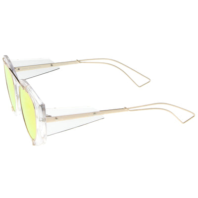 Gafas de sol de aviador con lentes planas espejadas translúcidas futuristas C329