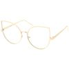 Gafas de ojo de gato con lentes planas transparentes y modernas de gran tamaño con filtrado de luz azul para mujer C337
