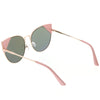 Gafas de sol tipo ojo de gato con lentes planas espejadas y acentuadas en esquina para mujer C342