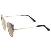 Gafas de sol tipo ojo de gato con lentes planas espejadas y acentuadas en esquina para mujer C342
