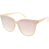 Gafas de sol estilo ojo de gato con lentes espejadas planas infinitas modernas para mujer C349