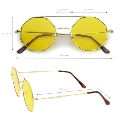 Gafas de sol modernas con lentes planas en tono octágono y octágono C351