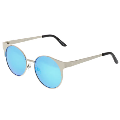 Gafas de sol con lentes planas espejadas y media montura redondas de primera calidad C359