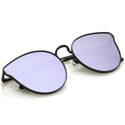Gafas de sol tipo ojo de gato con lentes planas espejadas y corte láser premium para mujer C363