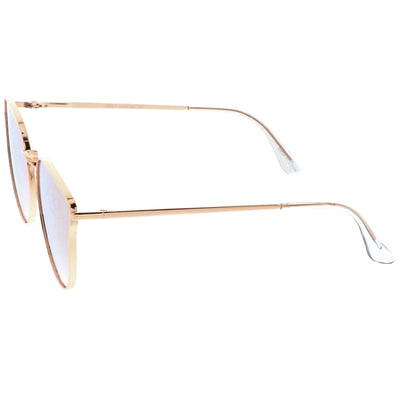Gafas de sol tipo ojo de gato con lentes planas espejadas y corte láser premium para mujer C363