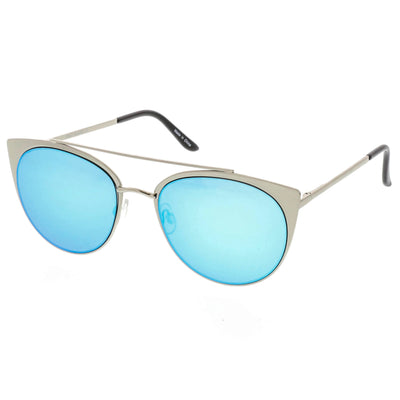Gafas de sol con lentes espejadas planas y media montura cortadas con láser de primera calidad C364