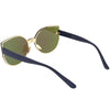 Gafas de sol tipo ojo de gato con lentes planas espejadas monobloque sin montura de gran tamaño C379