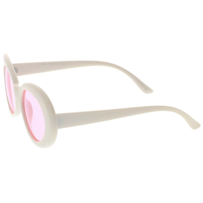 Gafas de sol estilo disco retro ovaladas con lentes en tono de color para mujer, 51 mm, C382