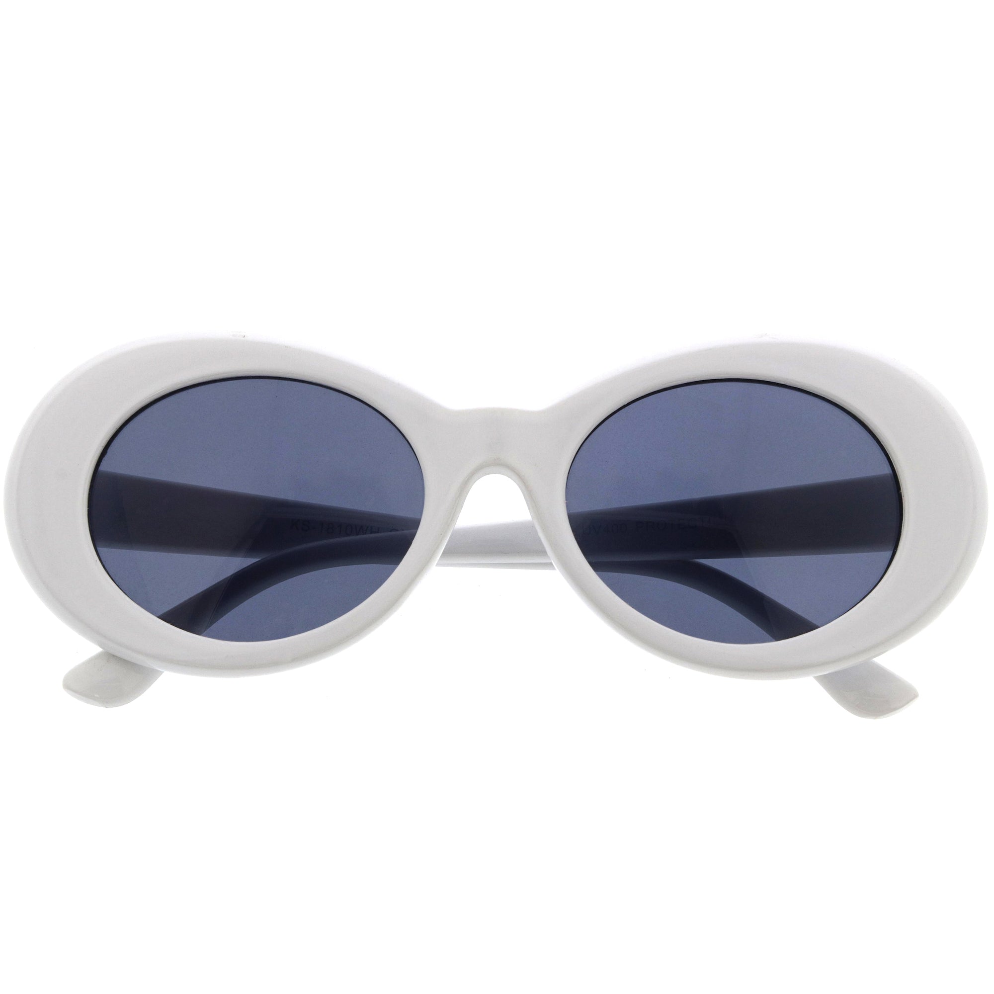 Retro 1990's Fashion Oval Clout Goggle Sunglasses White Smoke
