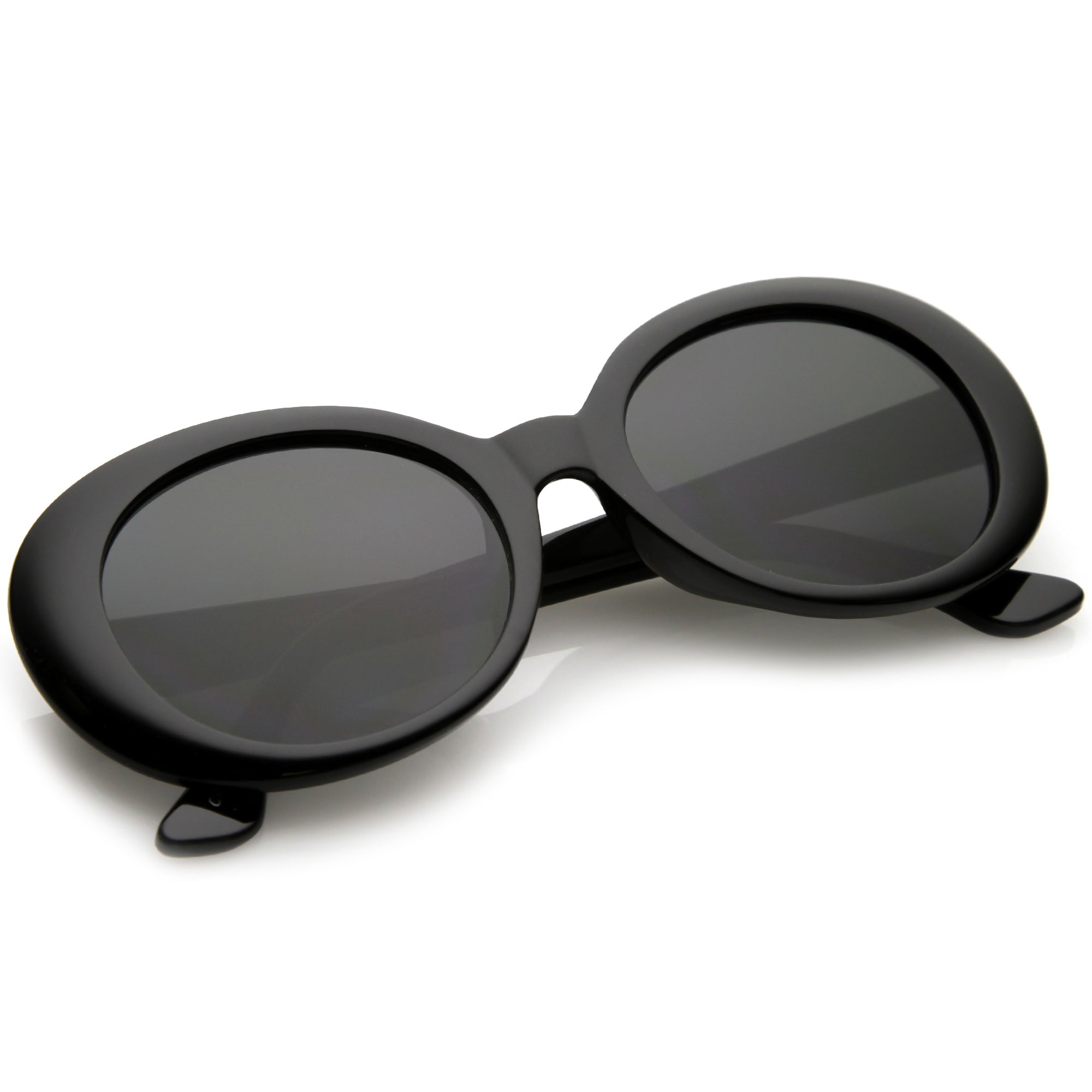 Oversize Retro Tapered Arms Oval Clout Goggle Sunglasses 53mm Black Smoke