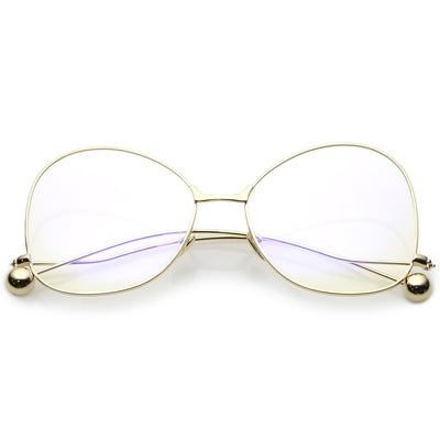 Gafas vintage de gran tamaño con lentes transparentes y mariposas para mujer C418