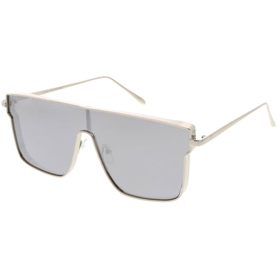 Gafas de sol estilo aviador con lentes espejadas y parte superior plana, estilo retro, modernas, C421