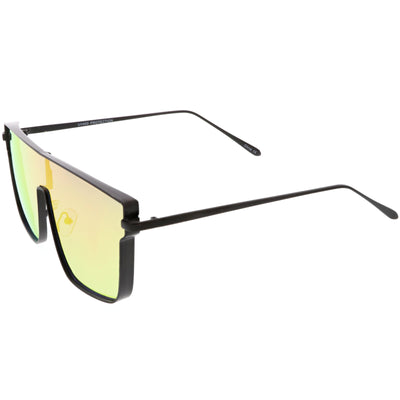 Gafas de sol estilo aviador con lentes espejadas y parte superior plana, estilo retro, modernas, C421