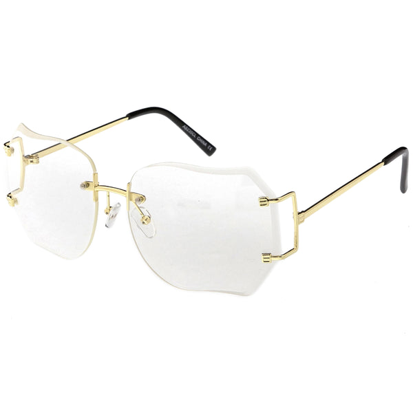 Rimless Glasses Men's Elegant Sophisticated Square Gold Rimless