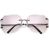 Gafas de sol cuadradas con lentes degradados biselados y sin montura, de gran tamaño, C434